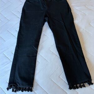 NYDJ Black Fringed Flare Jeans